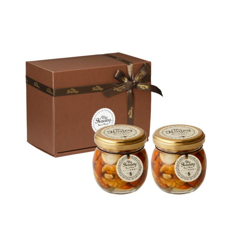 ナッツの蜂蜜漬けM（90g）× 2 / ブラウンギフトボックス(S) + MYHONEY