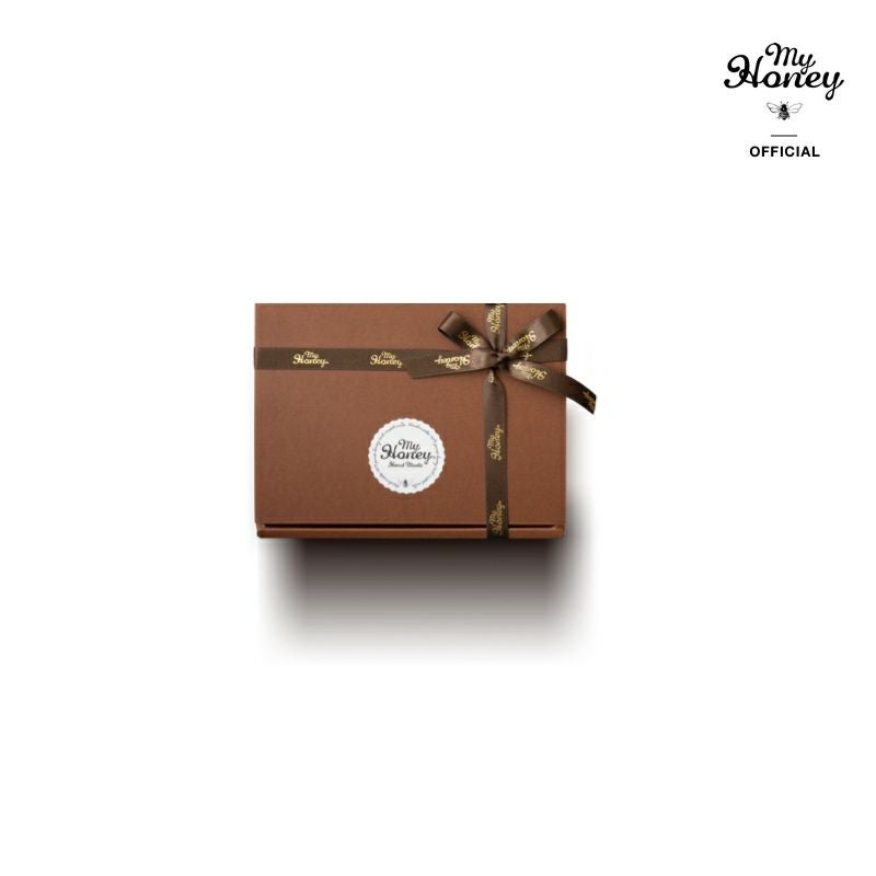 ブラウンギフトボックス × MYHONEYロゴ入りリボン仕様 手提げ袋付き【3
