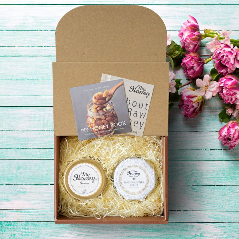 ブラウンギフトボックス × MYHONEYロゴ入りリボン仕様 手提げ袋付き【3