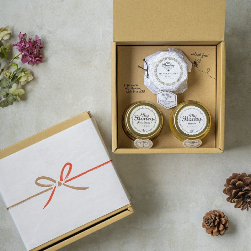 MYHONEY マヌカブレンド・ナッツの蜂蜜漬け・アカシアハニー各M